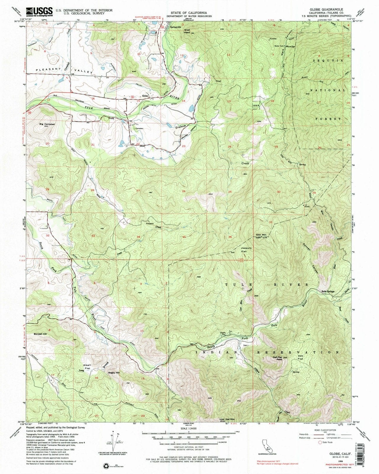 1956 Globe, CA - California - USGS Topographic Map