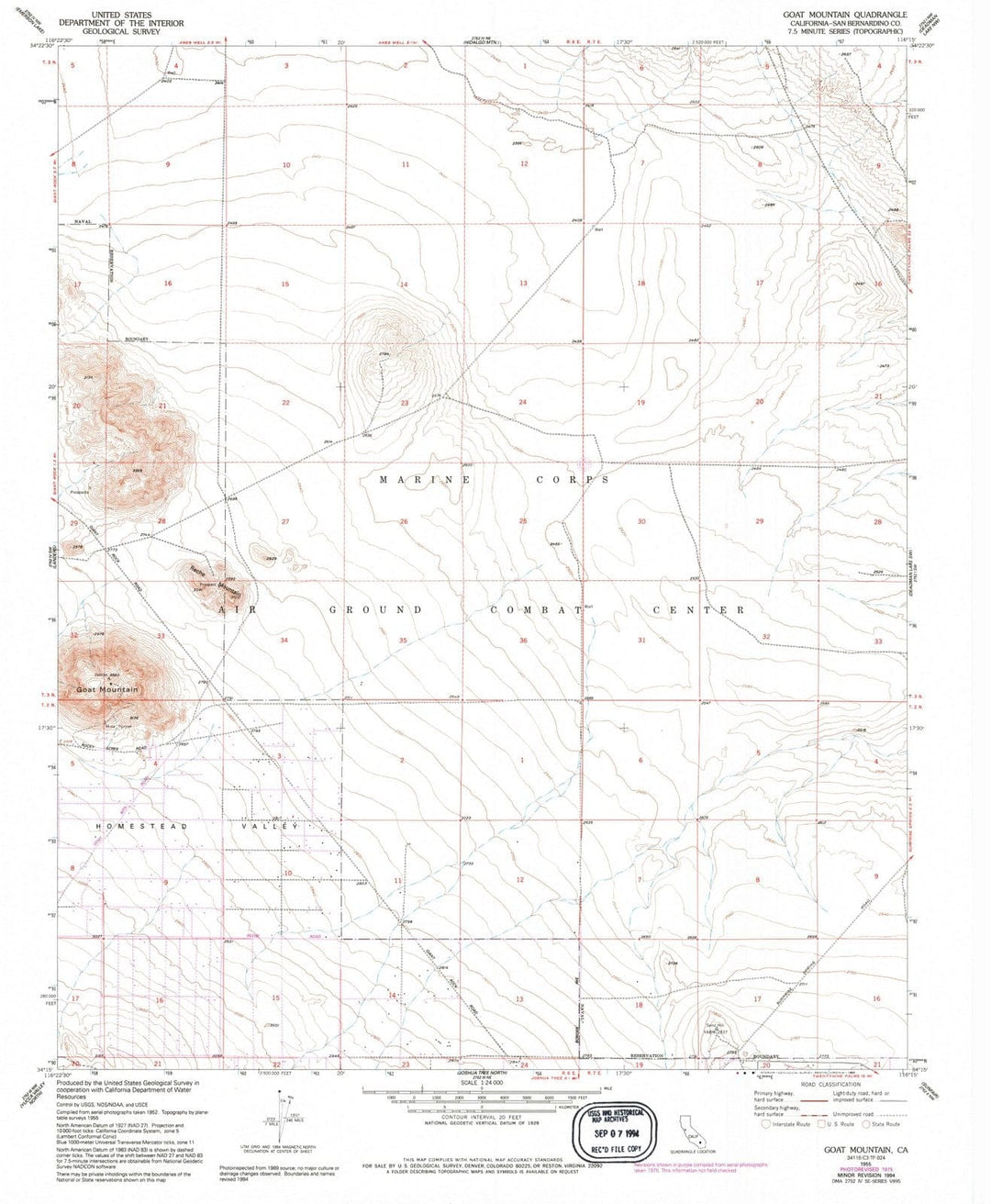 1955 Goat Mountain, CA - California - USGS Topographic Map