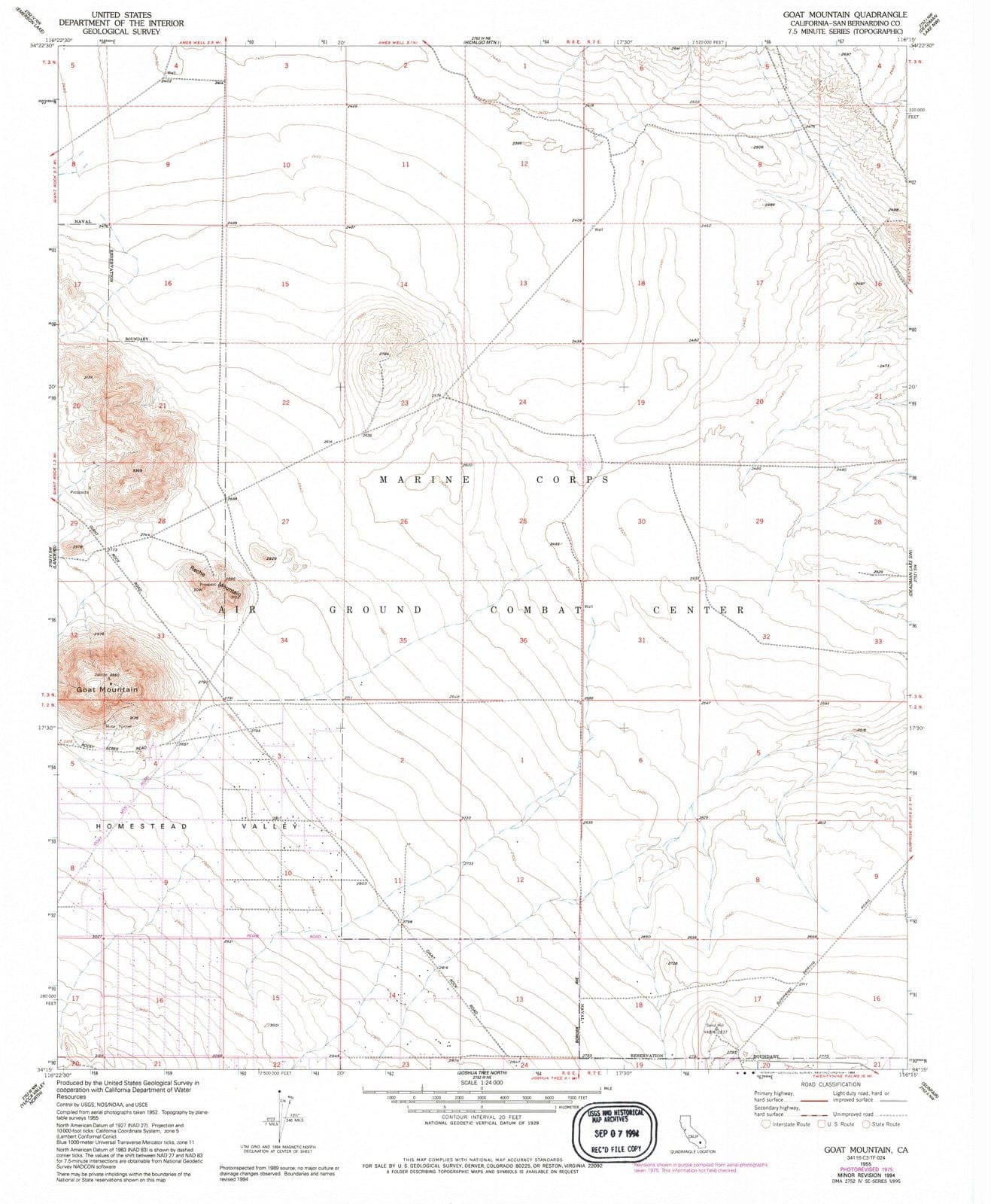 1955 Goat Mountain, CA - California - USGS Topographic Map