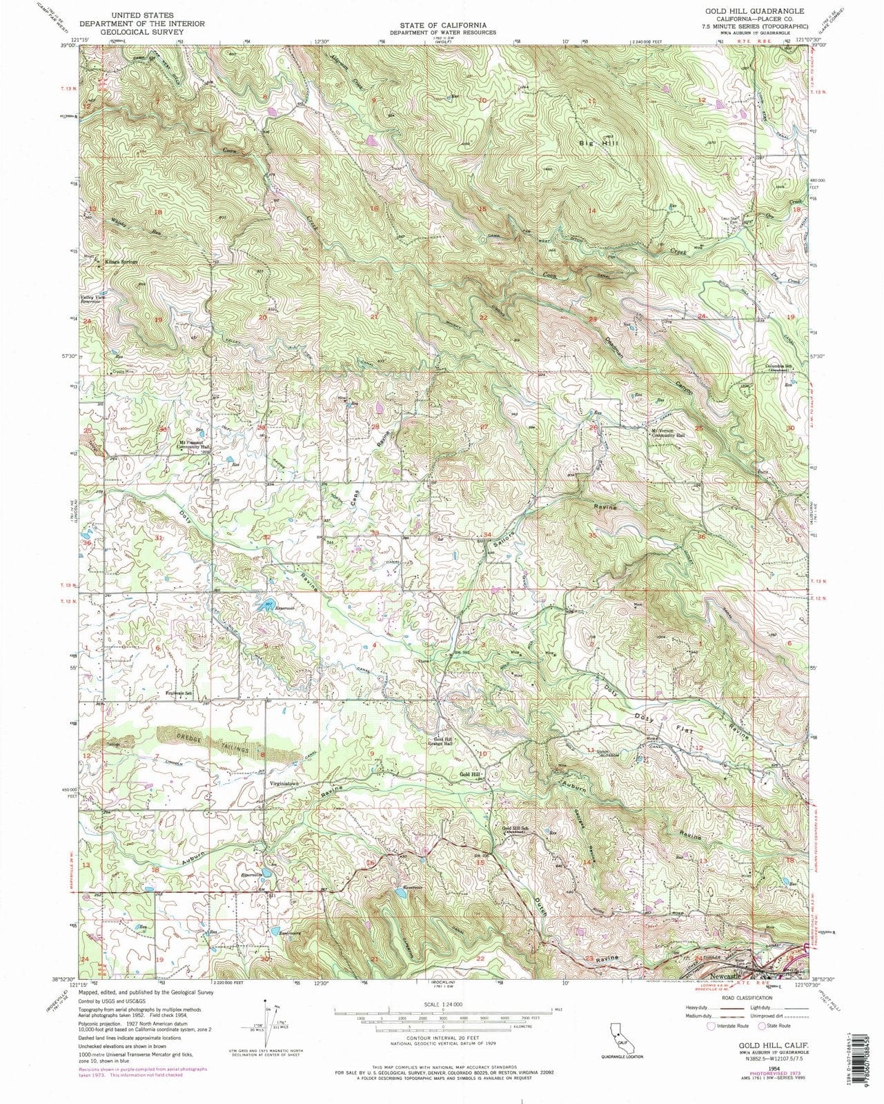 1954 Gold Hill, CA - California - USGS Topographic Map