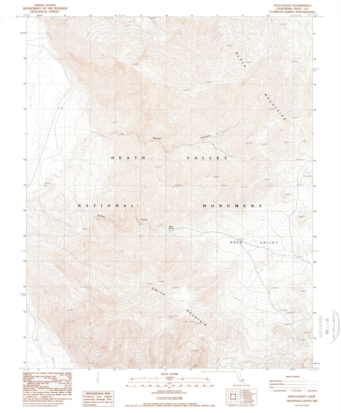 1988 Gold Valley, CA - California - USGS Topographic Map