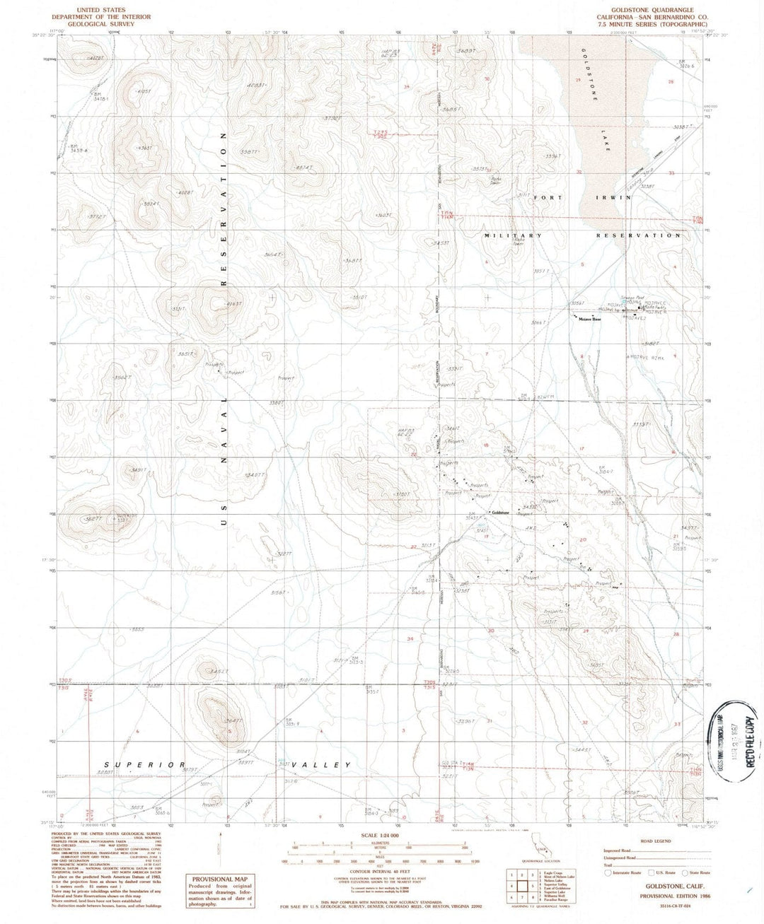 1986 Goldstone, CA - California - USGS Topographic Map