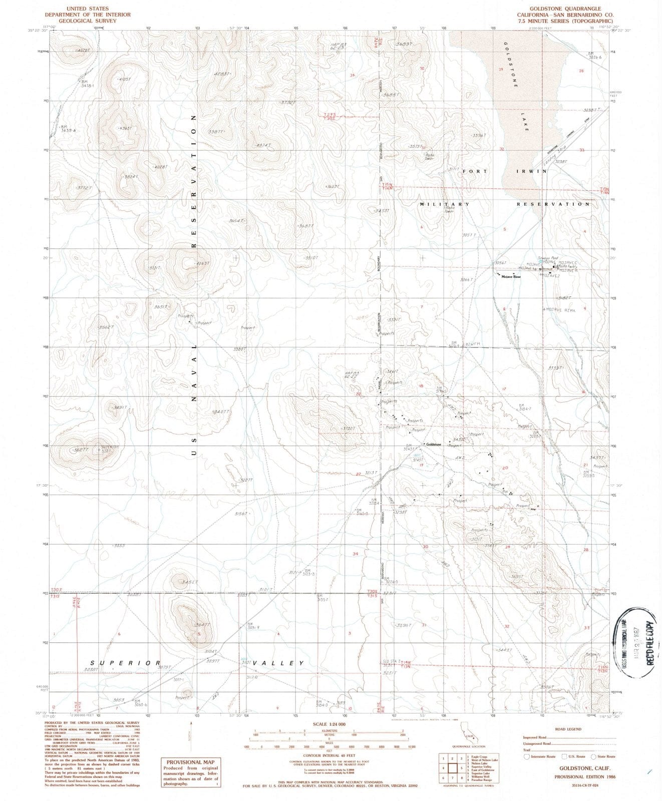 1986 Goldstone, CA - California - USGS Topographic Map