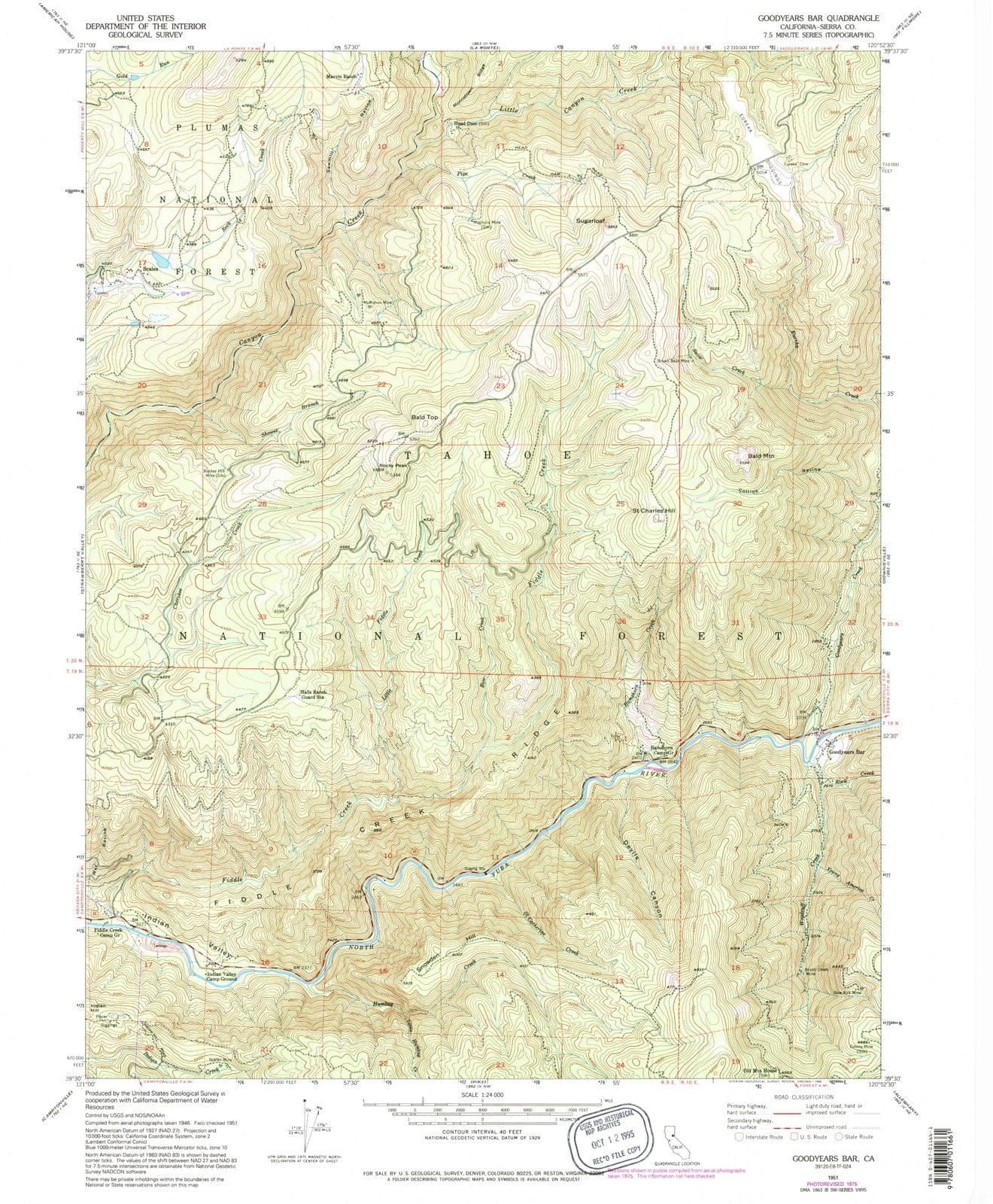 1951 Goodyears Bar, CA - California - USGS Topographic Map
