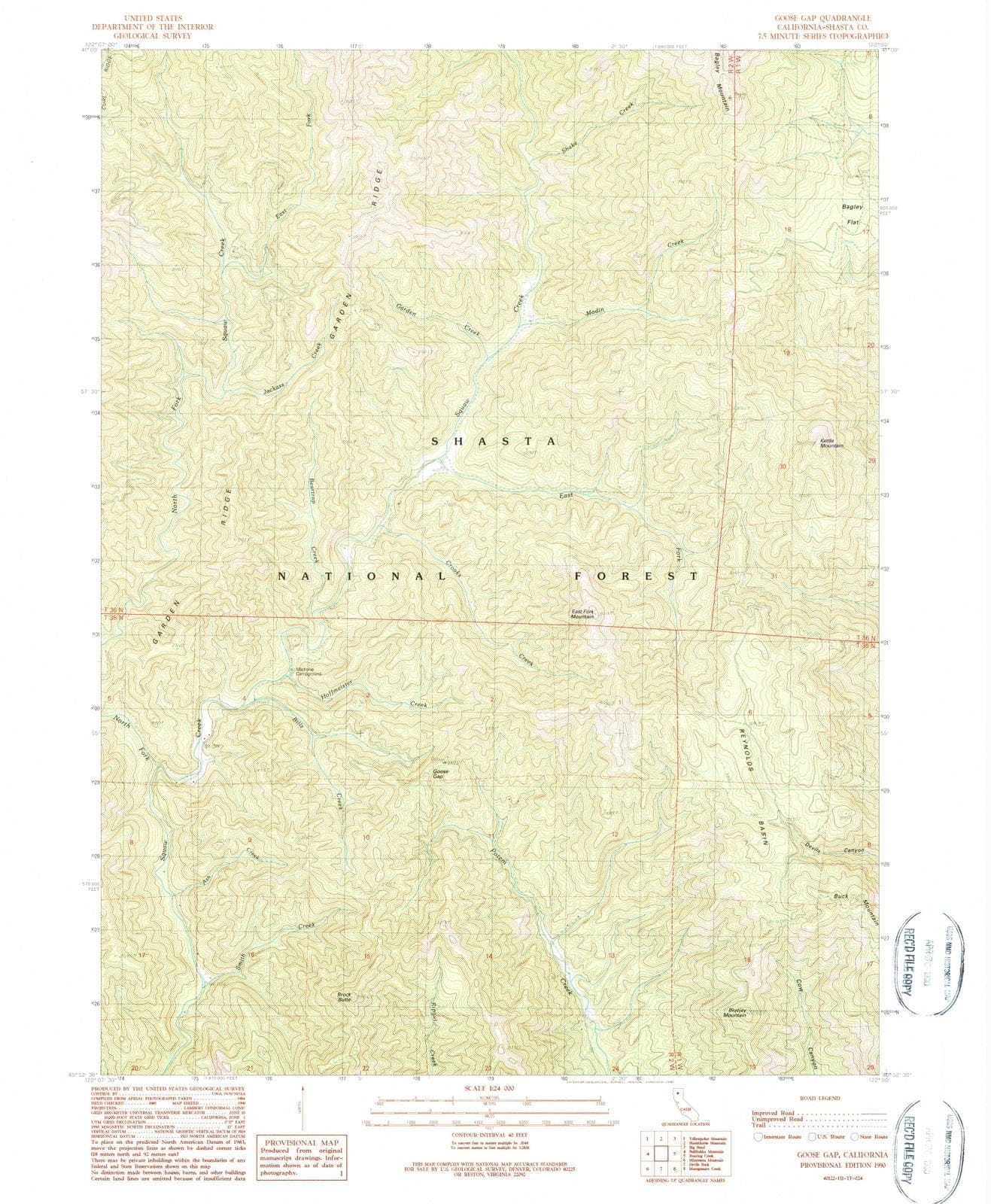 1990 Goose Gap, CA - California - USGS Topographic Map