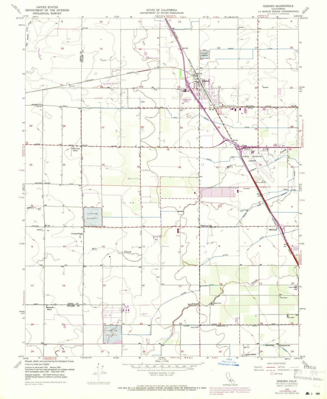1949 Goshen, CA - California - USGS Topographic Map