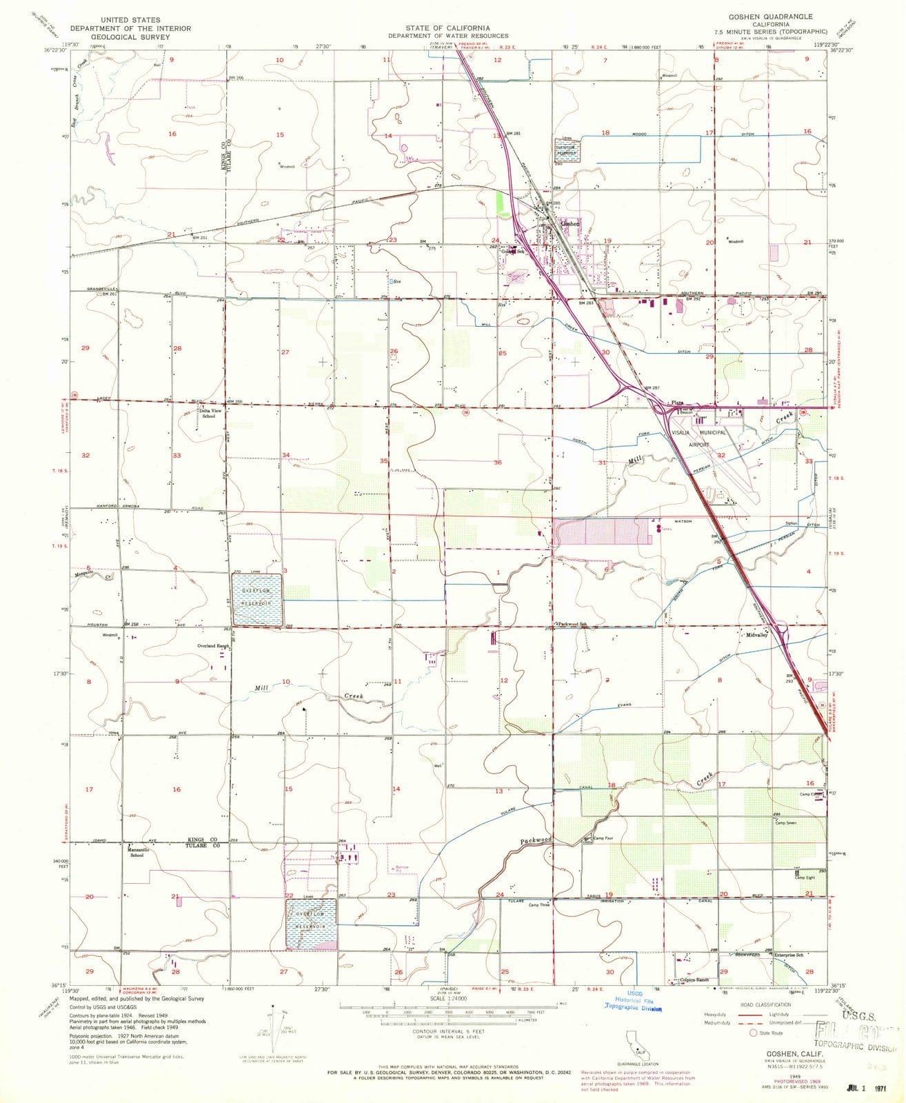1949 Goshen, CA - California - USGS Topographic Map