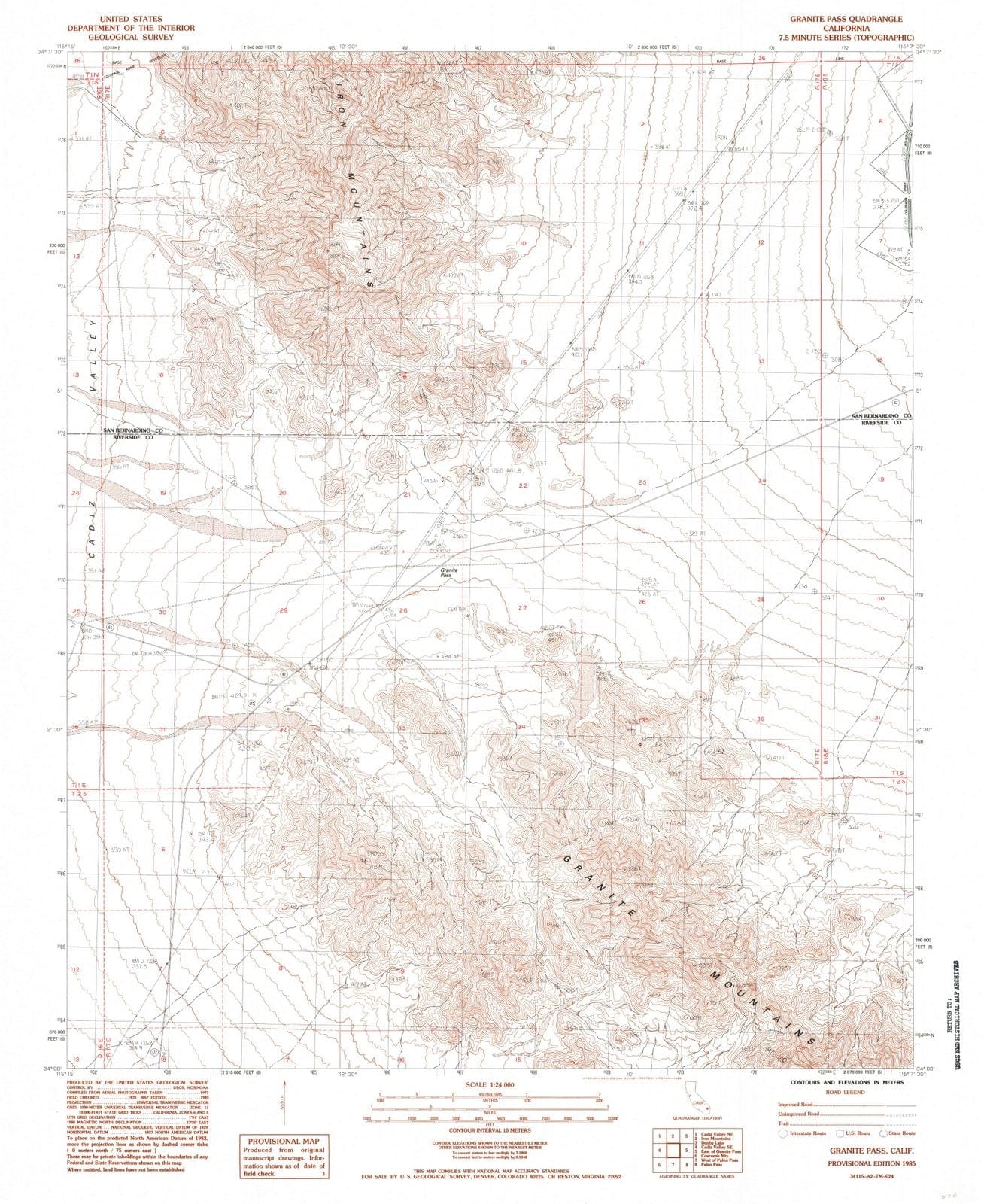 1985 Granite Pass, CA - California - USGS Topographic Map