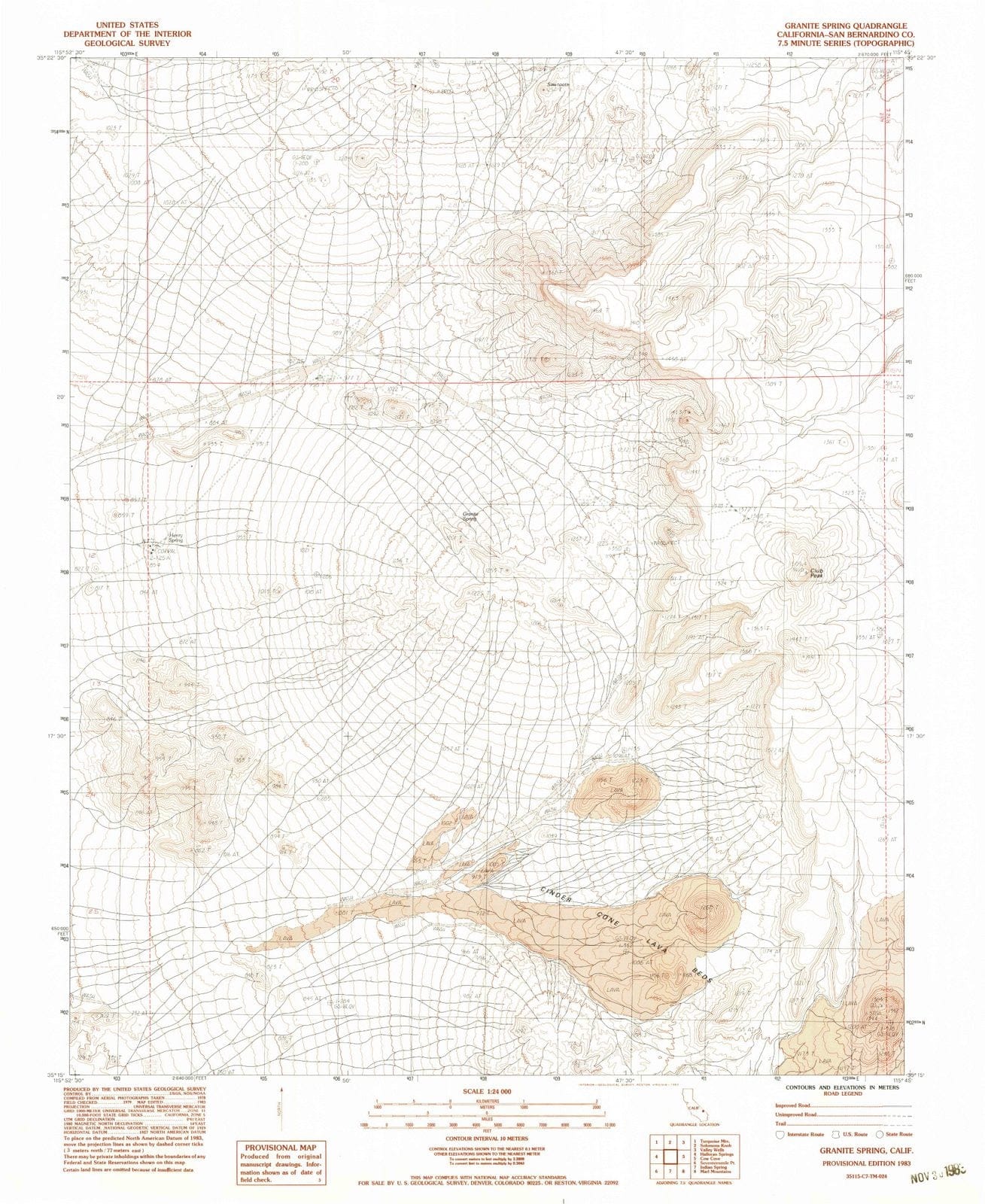 1983 Granite Spring, CA - California - USGS Topographic Map