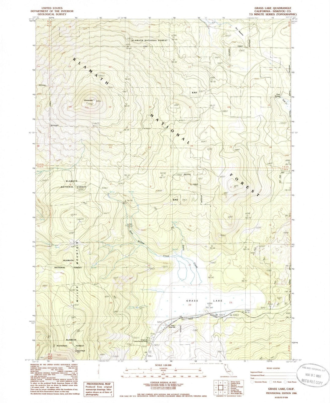 1986 Grass Lake, CA - California - USGS Topographic Map