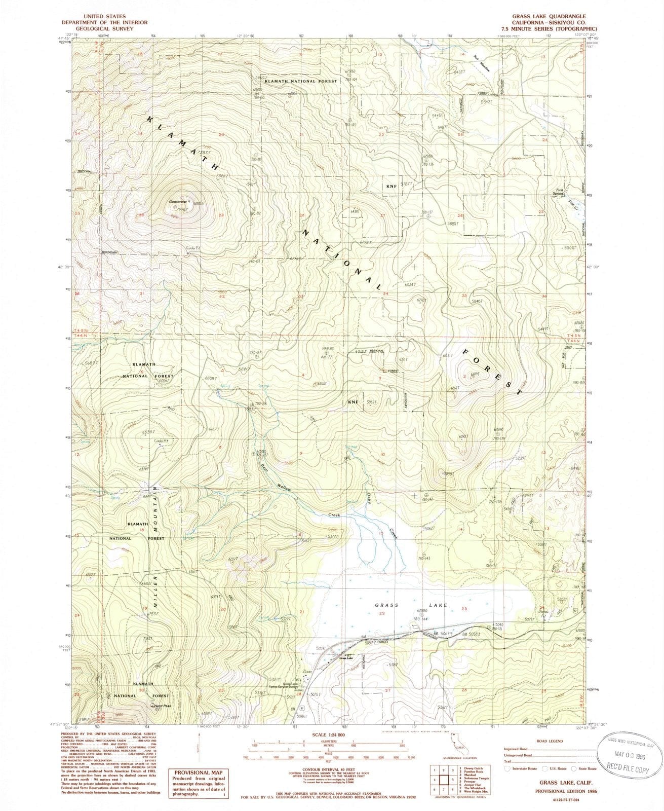 1986 Grass Lake, CA - California - USGS Topographic Map