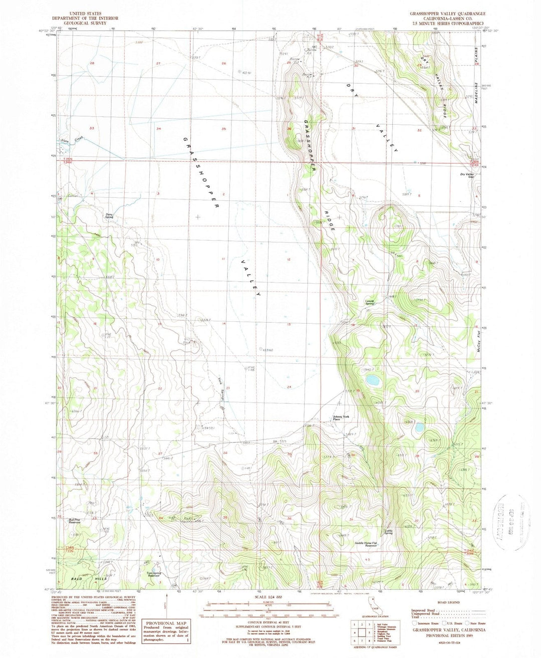 1989 Grasshopper Valley, CA - California - USGS Topographic Map