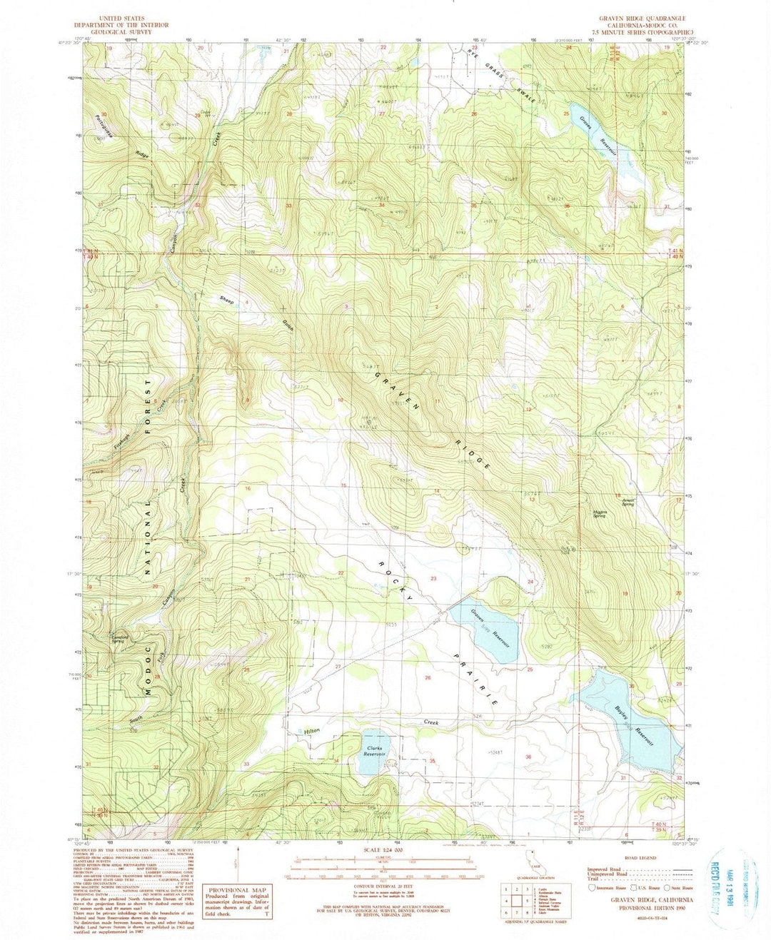 1990 Graven Ridge, CA - California - USGS Topographic Map