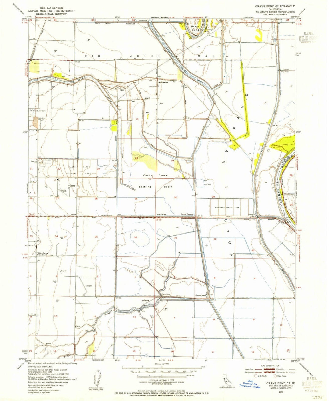 1953 Grays Bend, CA - California - USGS Topographic Map