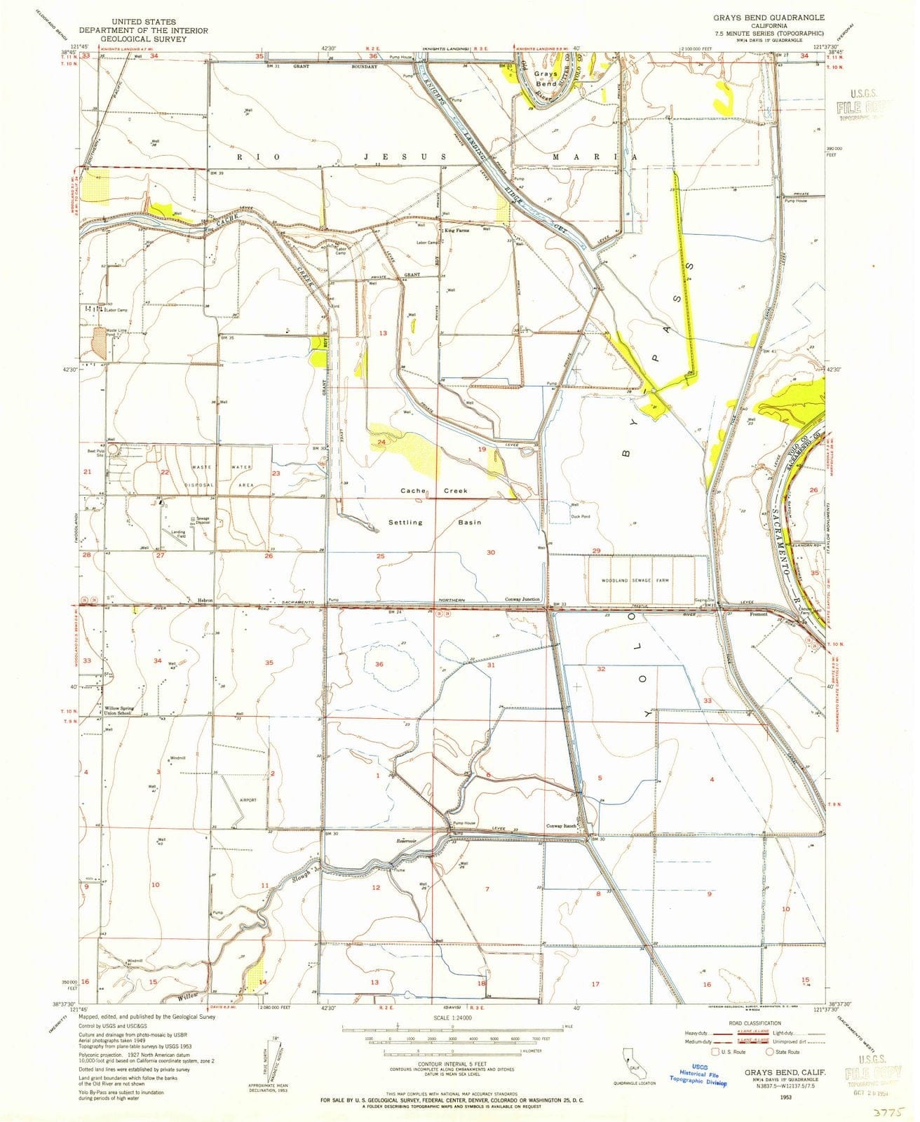 1953 Grays Bend, CA - California - USGS Topographic Map
