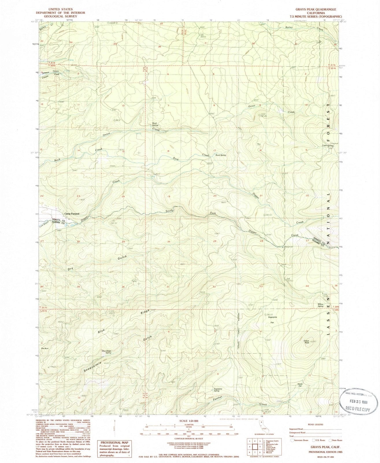 1985 Grays Peak, CA - California - USGS Topographic Map