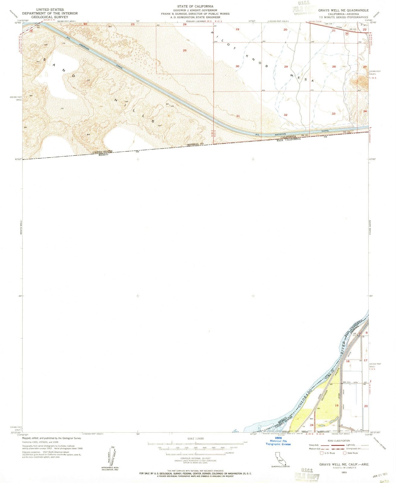 1953 Grays Well, CA - California - USGS Topographic Map