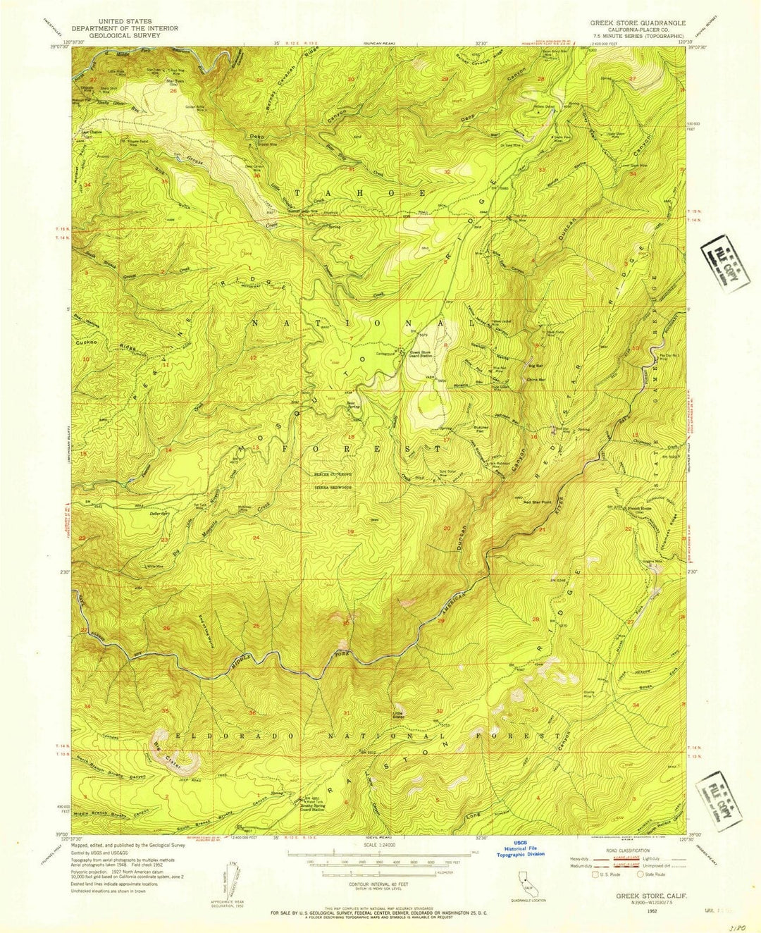 1952 Greek Store, CA - California - USGS Topographic Map