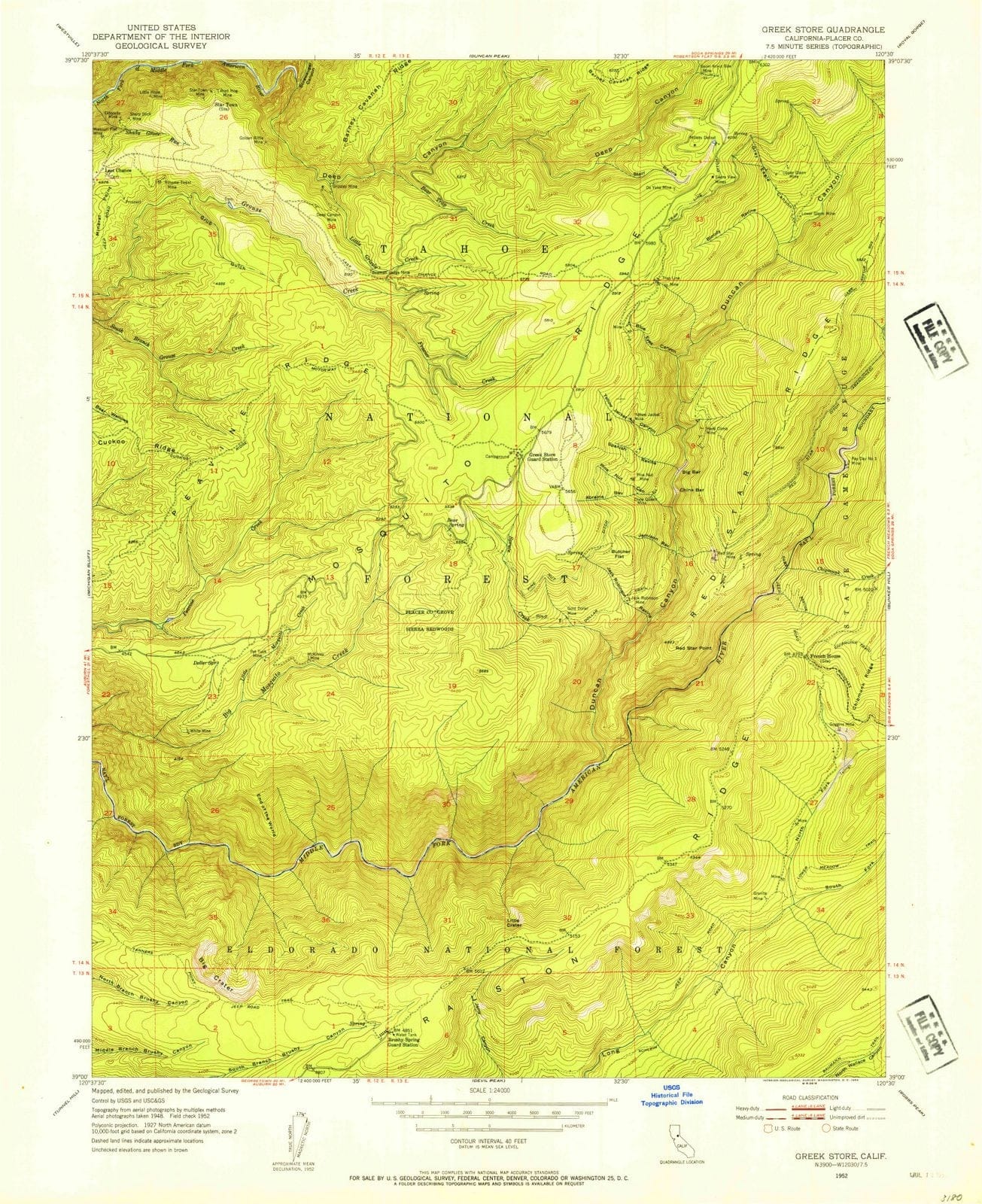 1952 Greek Store, CA - California - USGS Topographic Map