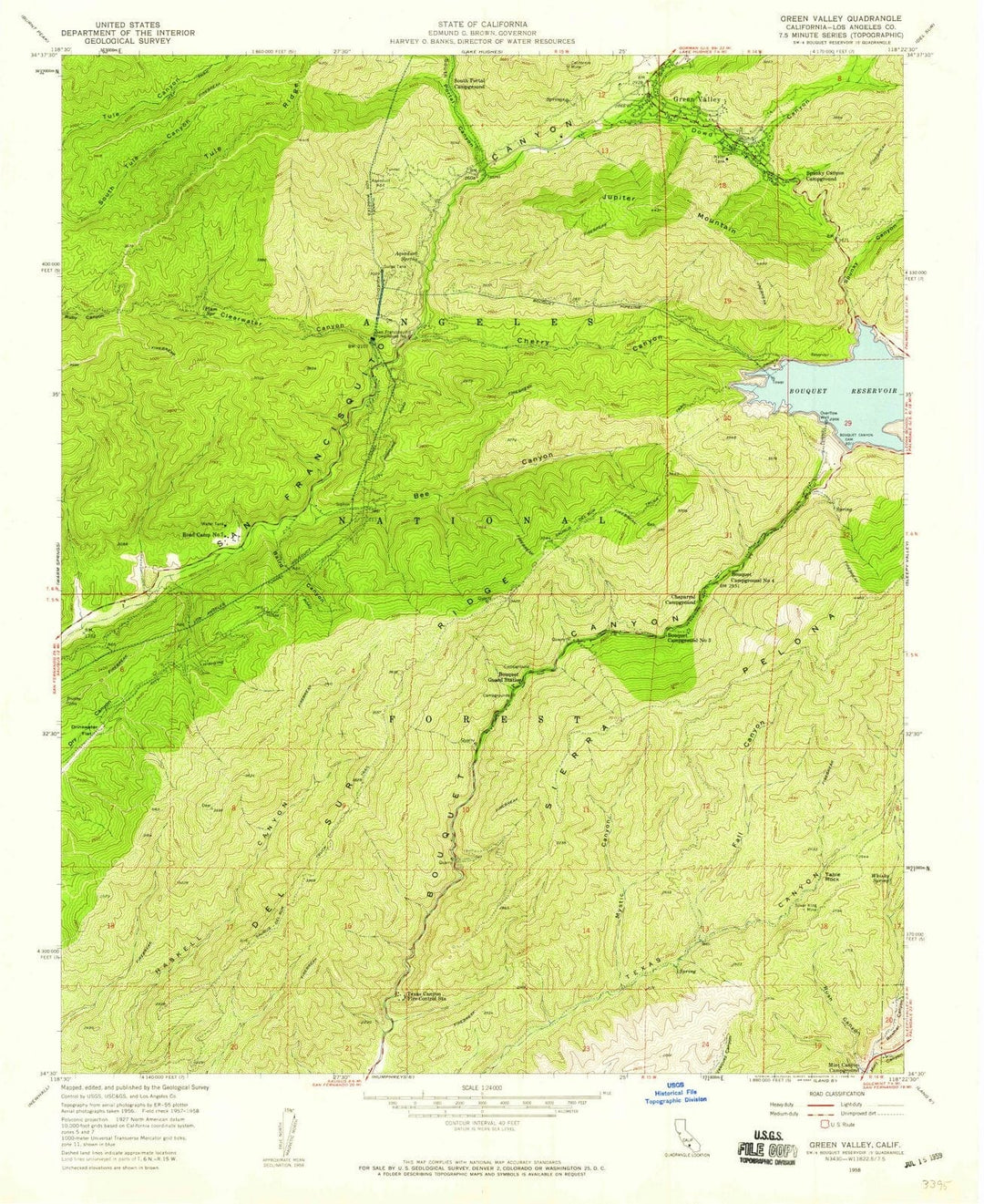 1958 Green Valley, CA - California - USGS Topographic Map