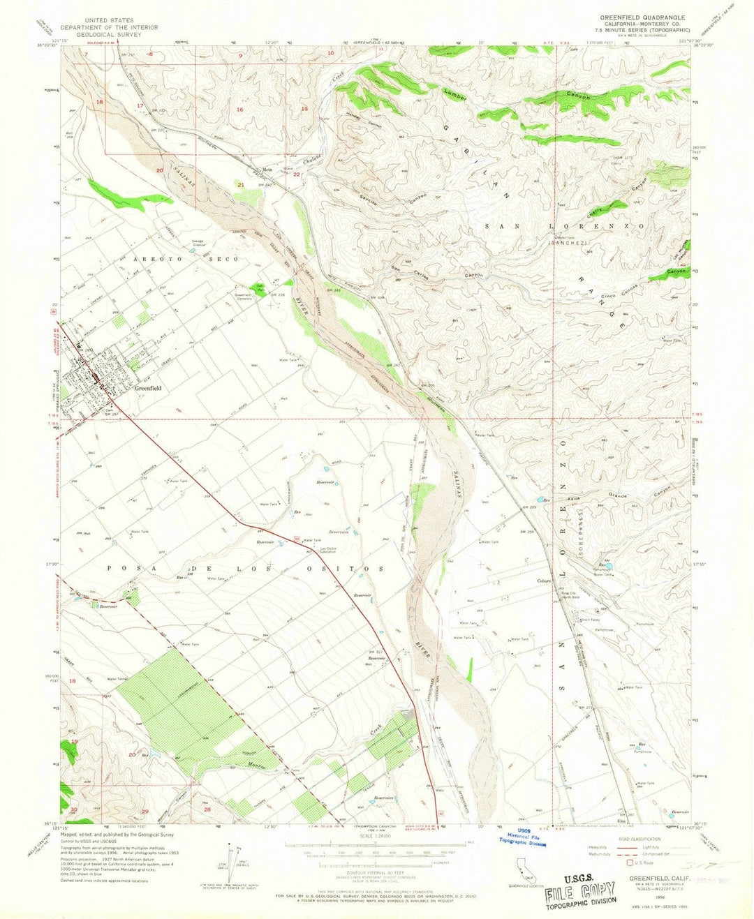 1956 Greenfield, CA - California - USGS Topographic Map
