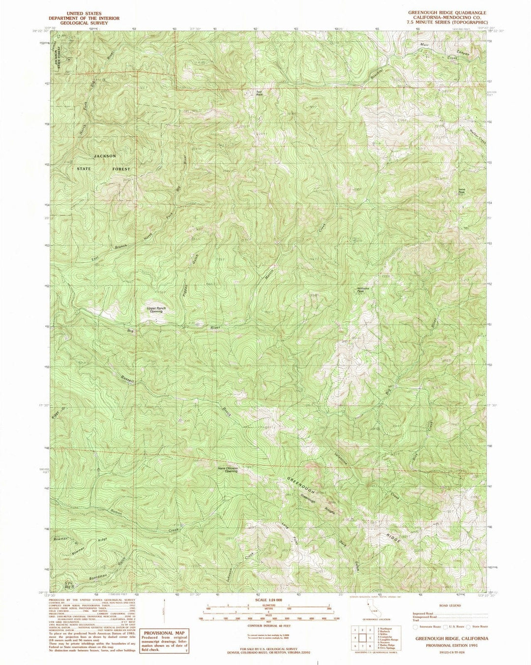 1991 Greenough Ridge, CA - California - USGS Topographic Map