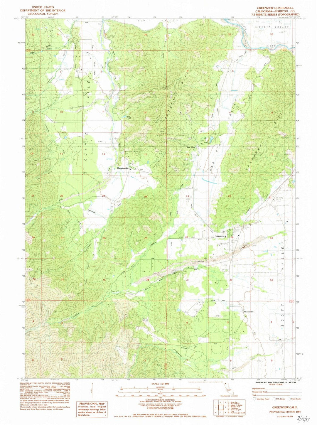 1984 Greenview, CA - California - USGS Topographic Map