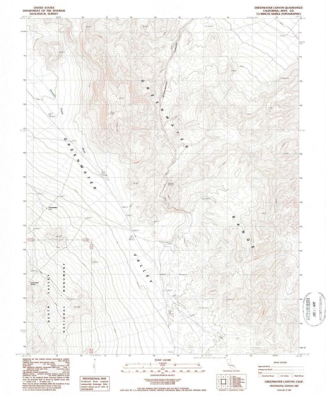 1987 Greenwater Canyon, CA - California - USGS Topographic Map