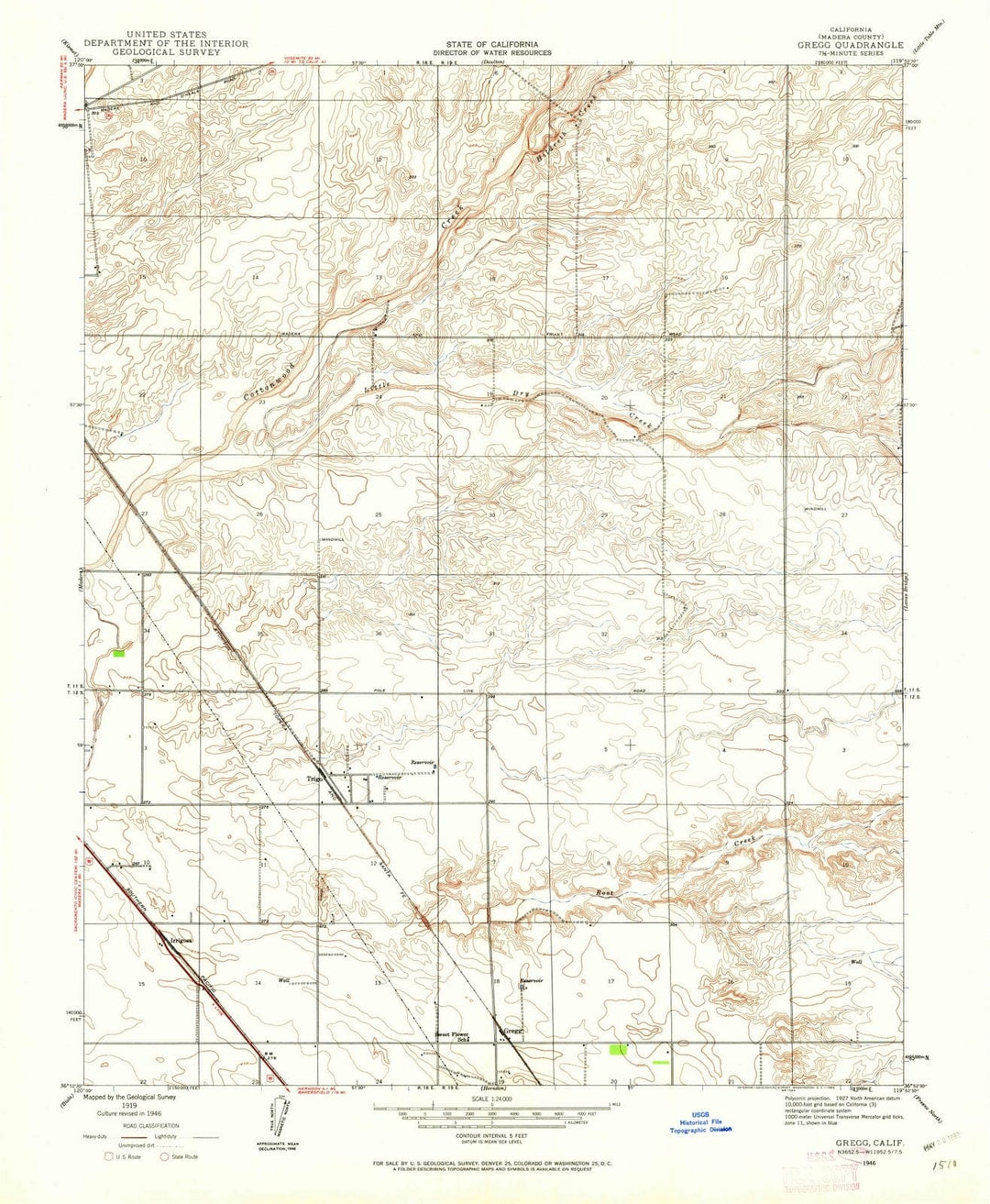 1946 Gregg, CA - California - USGS Topographic Map