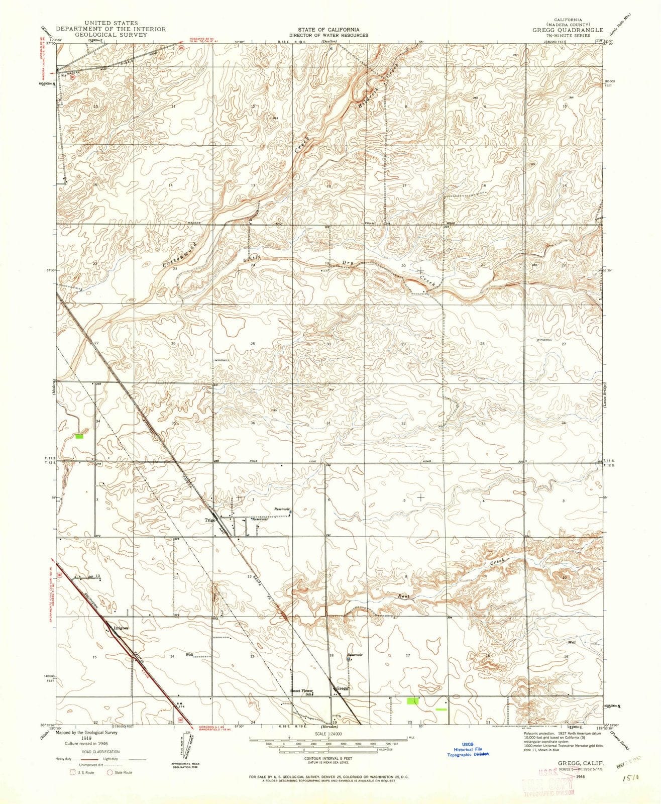 1946 Gregg, CA - California - USGS Topographic Map