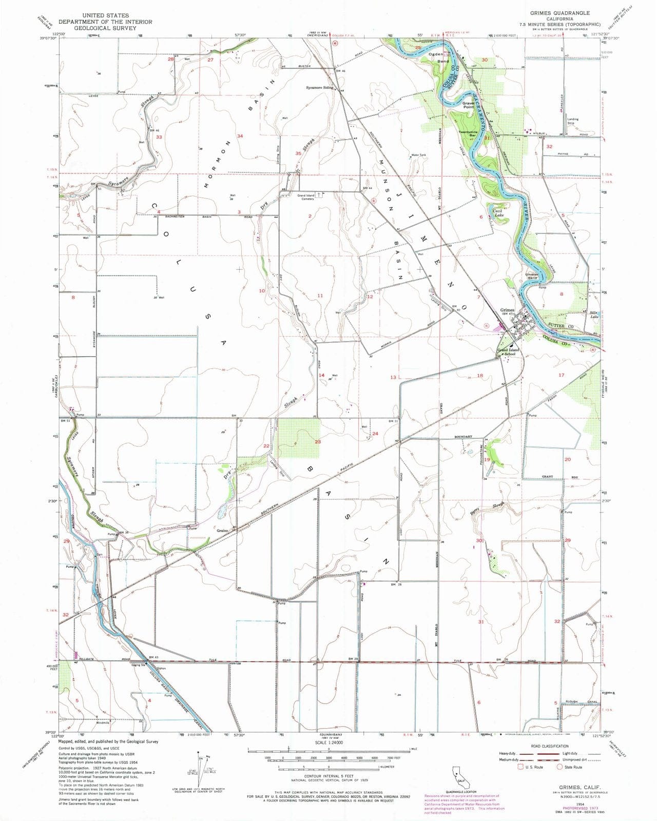 1954 Grimes, CA - California - USGS Topographic Map