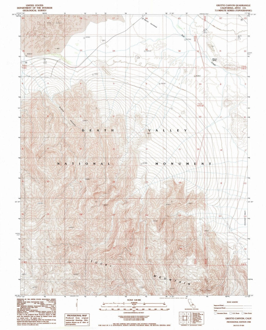 1988 Grotto Canyon, CA - California - USGS Topographic Map