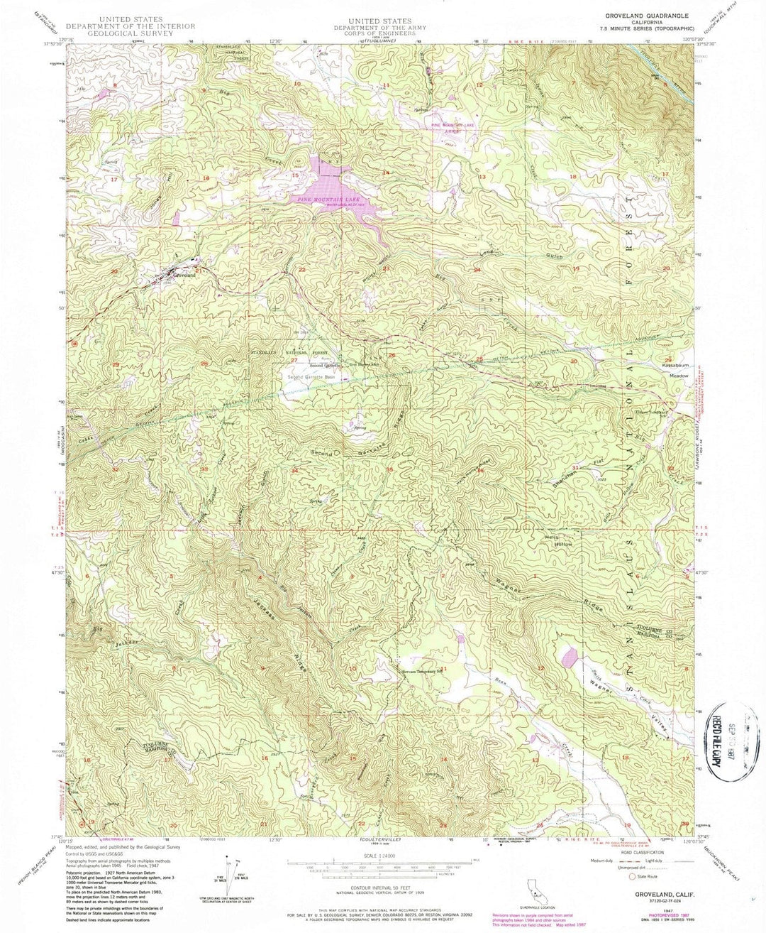 1947 Groveland, CA - California - USGS Topographic Map