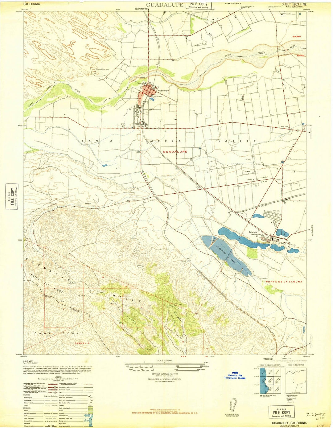 1947 Guadalupe, CA - California - USGS Topographic Map