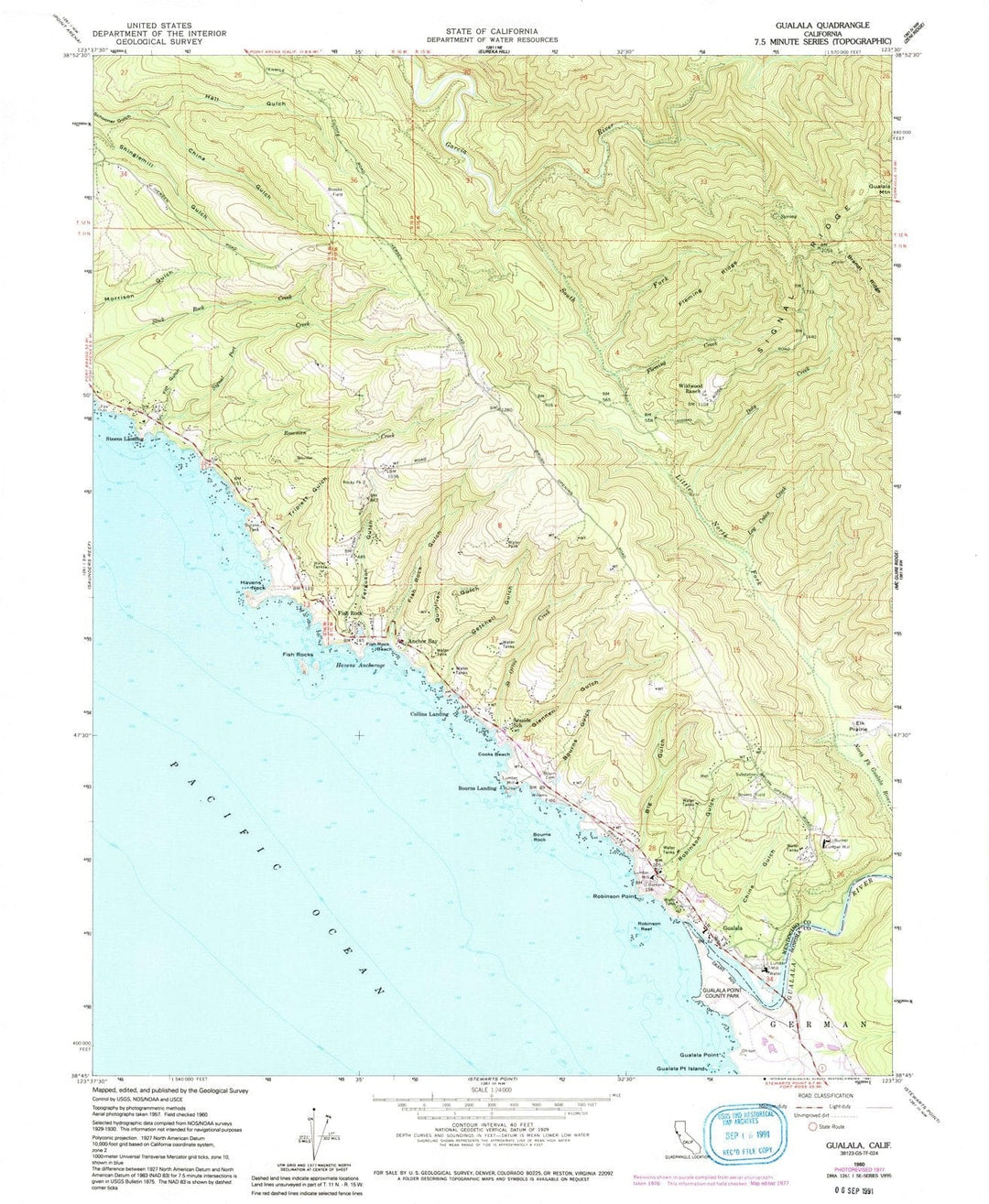 1960 Gualala, CA - California - USGS Topographic Map
