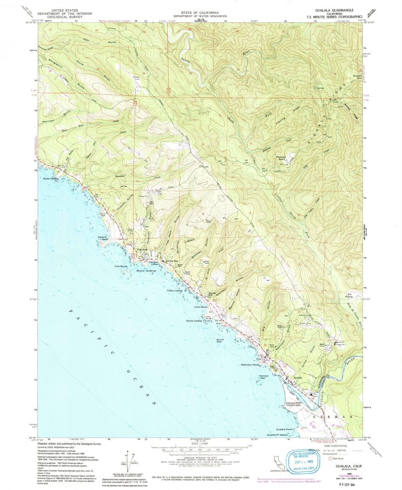1960 Gualala, CA - California - USGS Topographic Map
