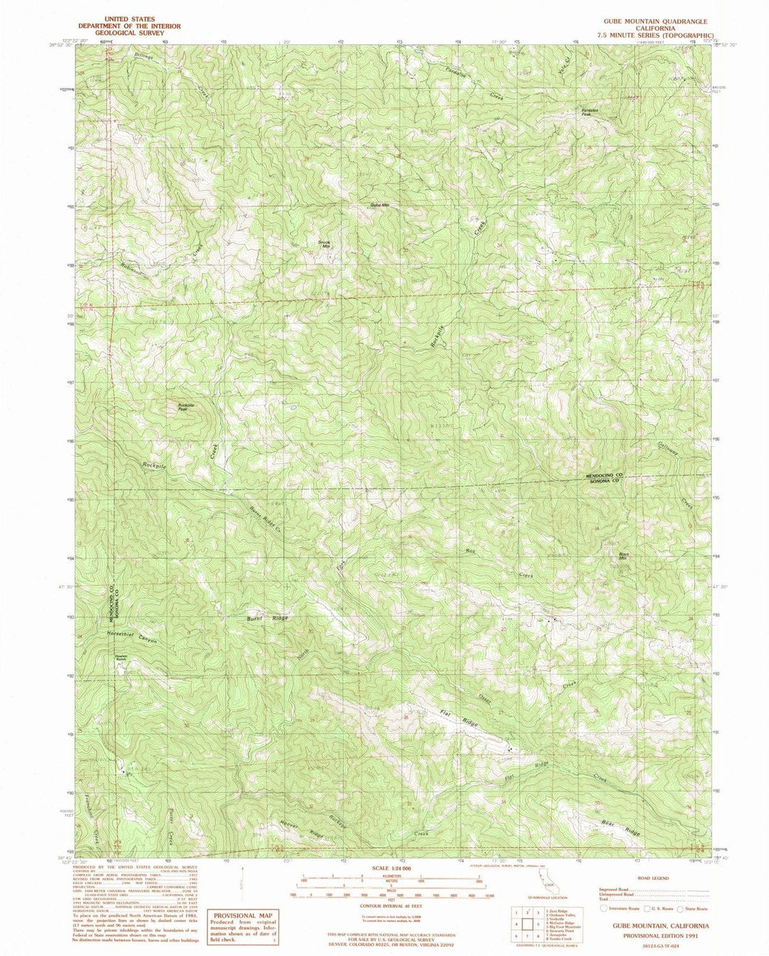 1991 Gube Mountain, CA - California - USGS Topographic Map