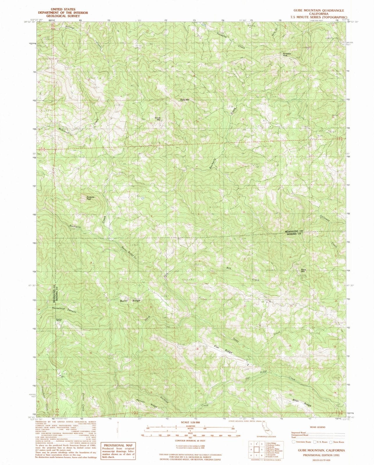 1991 Gube Mountain, CA - California - USGS Topographic Map