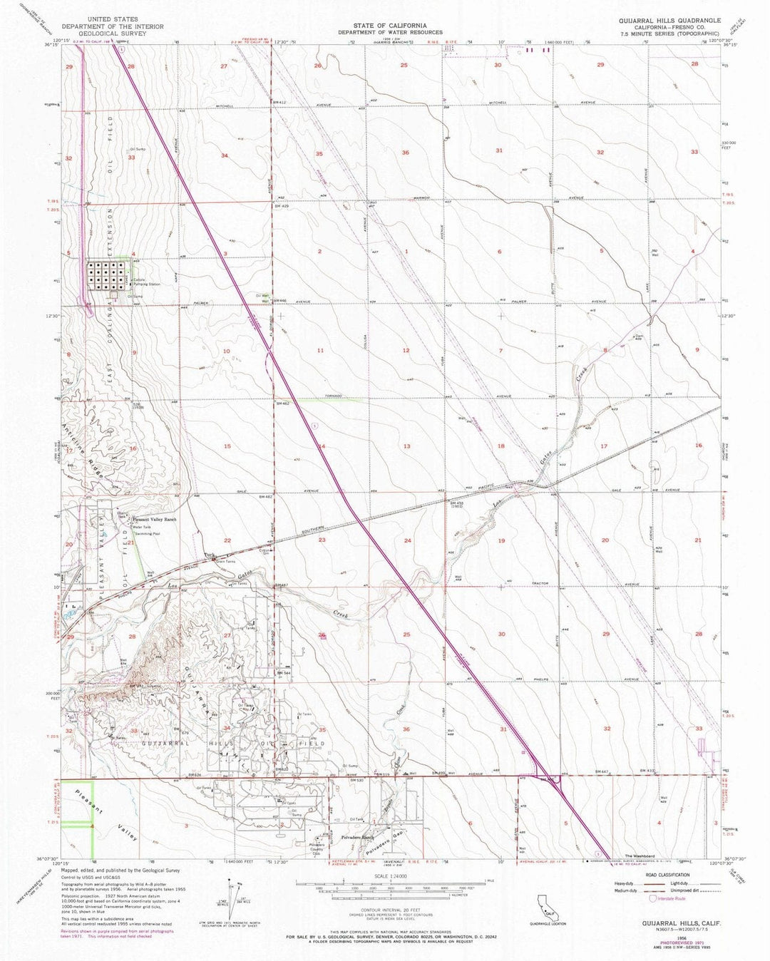 1956 Guijarral Hills, CA - California - USGS Topographic Map