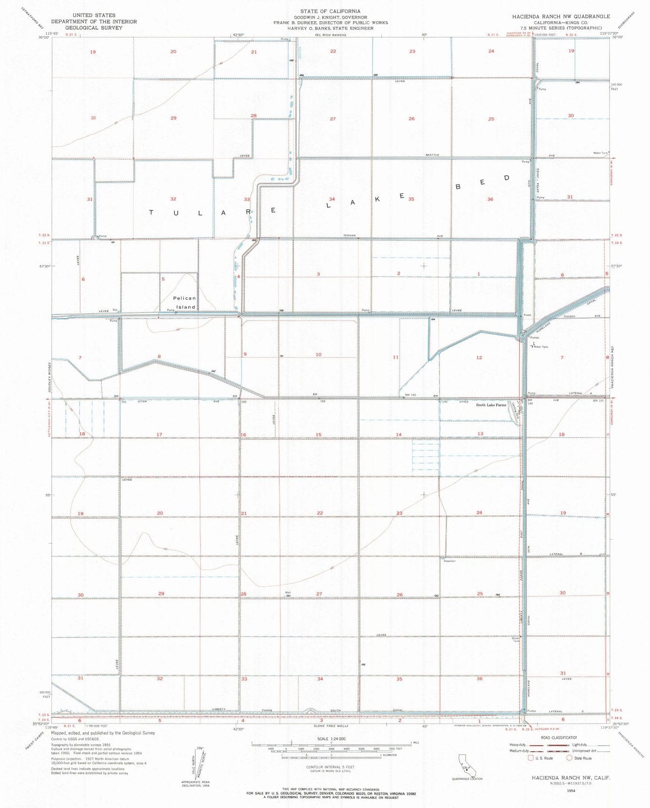 1954 Hacienda Ranch, CA - California - USGS Topographic Map v2