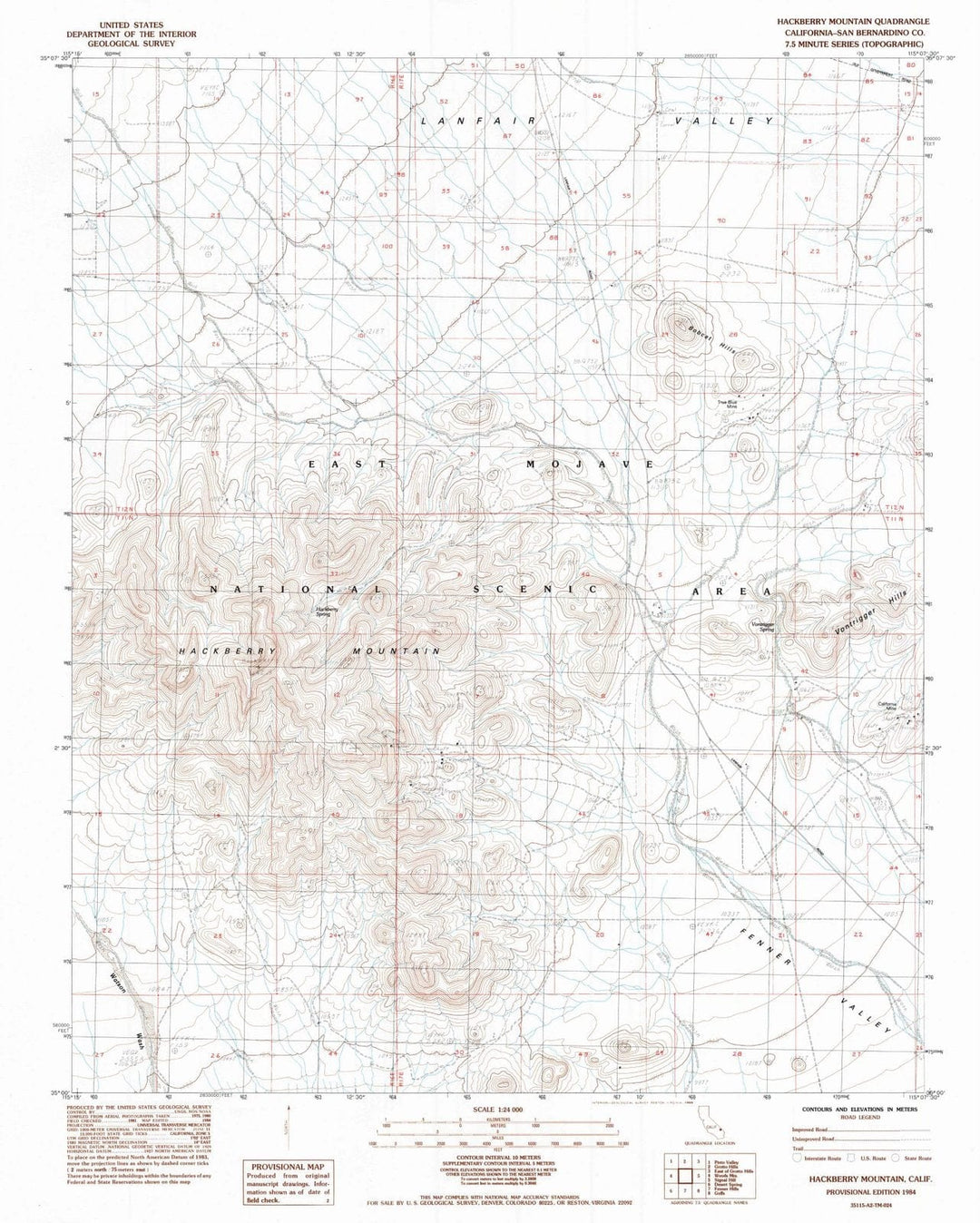 1984 Hackberry Mountain, CA - California - USGS Topographic Map