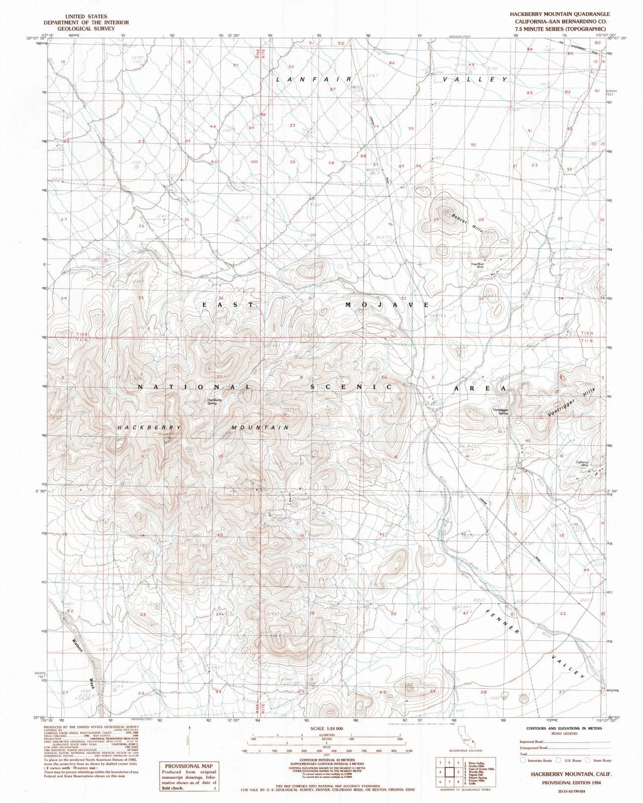 1984 Hackberry Mountain, CA - California - USGS Topographic Map