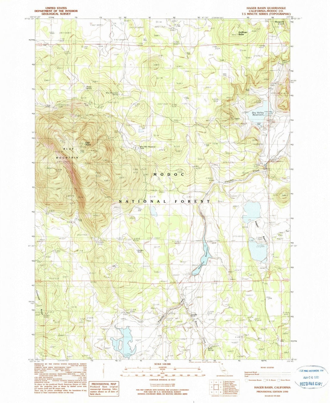 1990 Hager Basin, CA - California - USGS Topographic Map