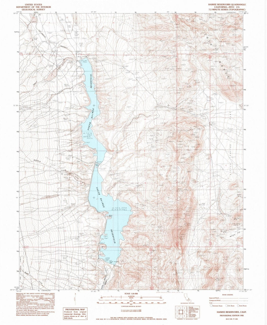 1982 Haiwee Reservoirs, CA - California - USGS Topographic Map