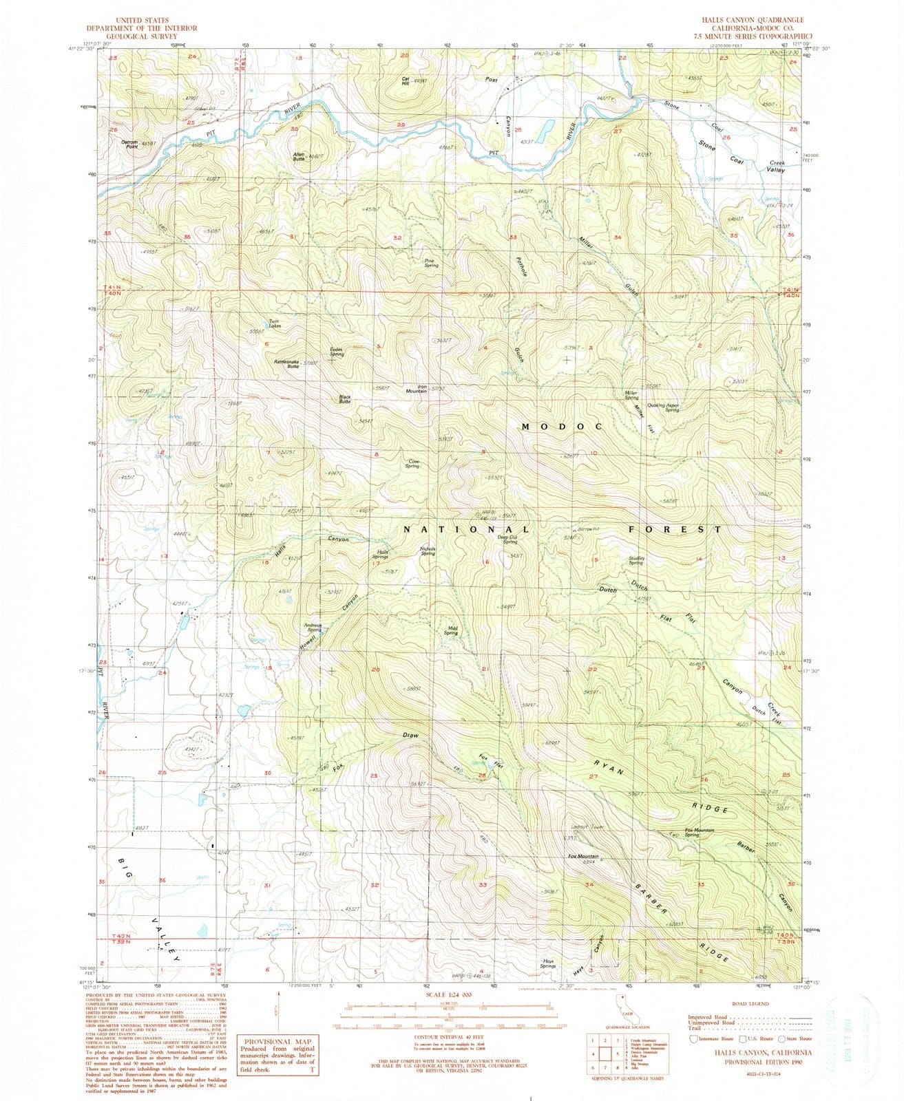 1990 Halls Canyon, CA - California - USGS Topographic Map
