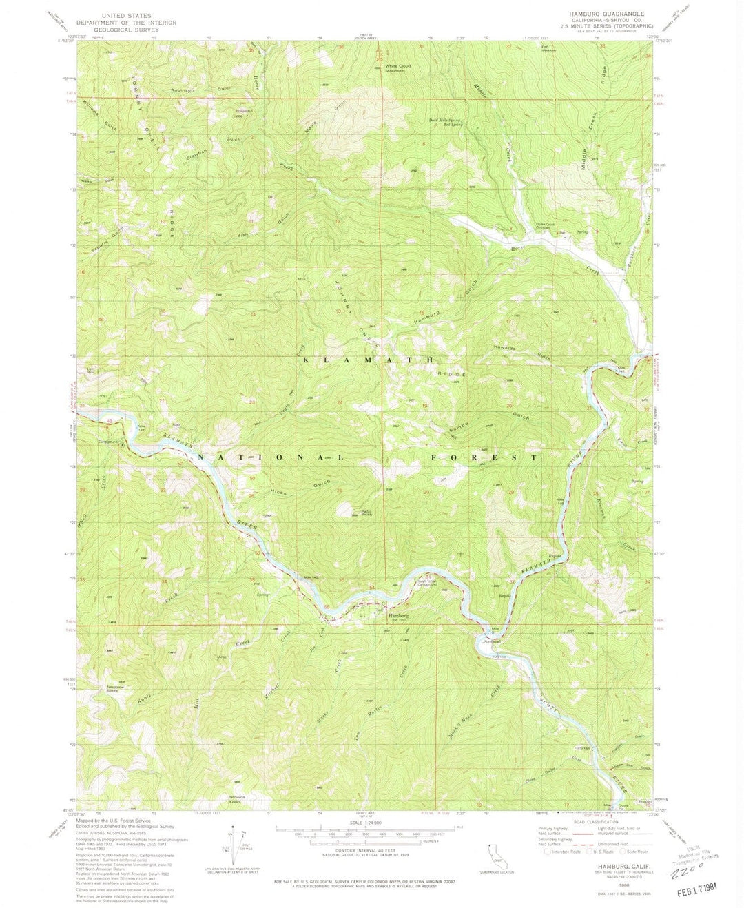 1980 Hamburg, CA - California - USGS Topographic Map