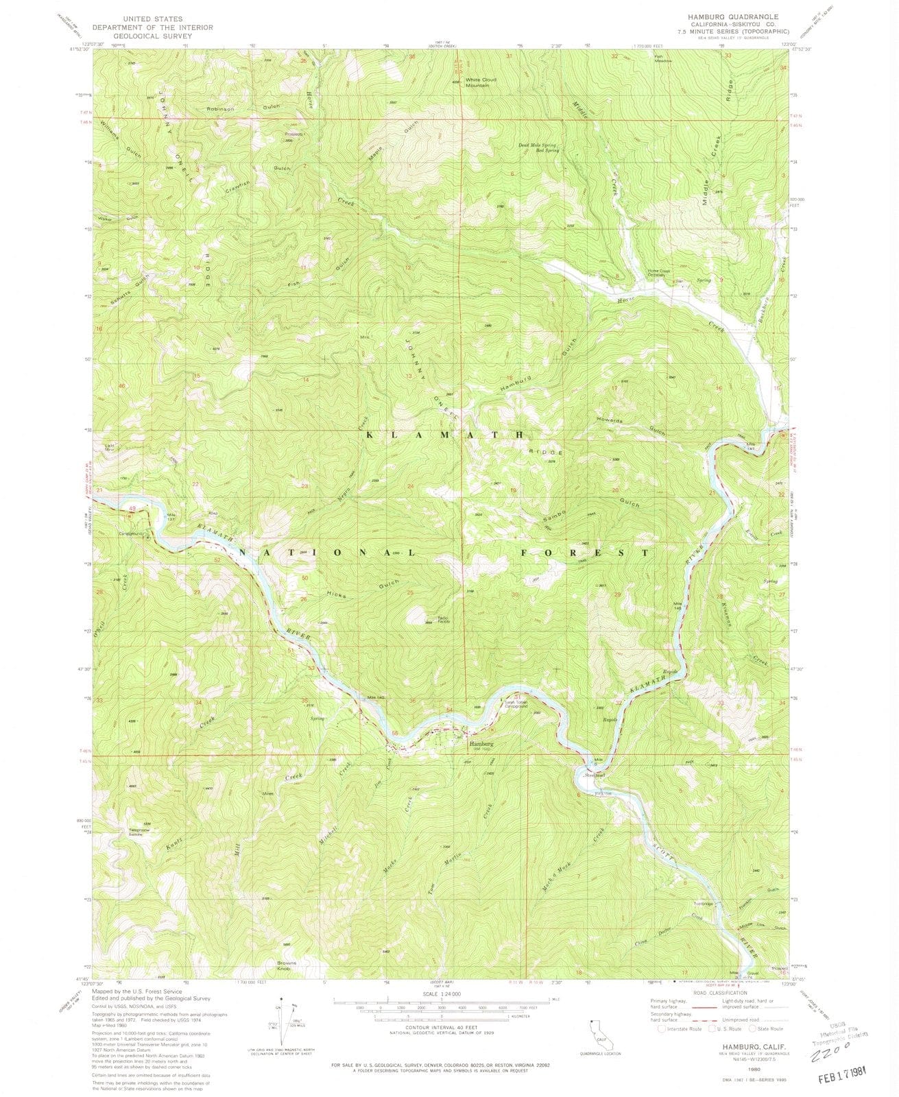 1980 Hamburg, CA - California - USGS Topographic Map