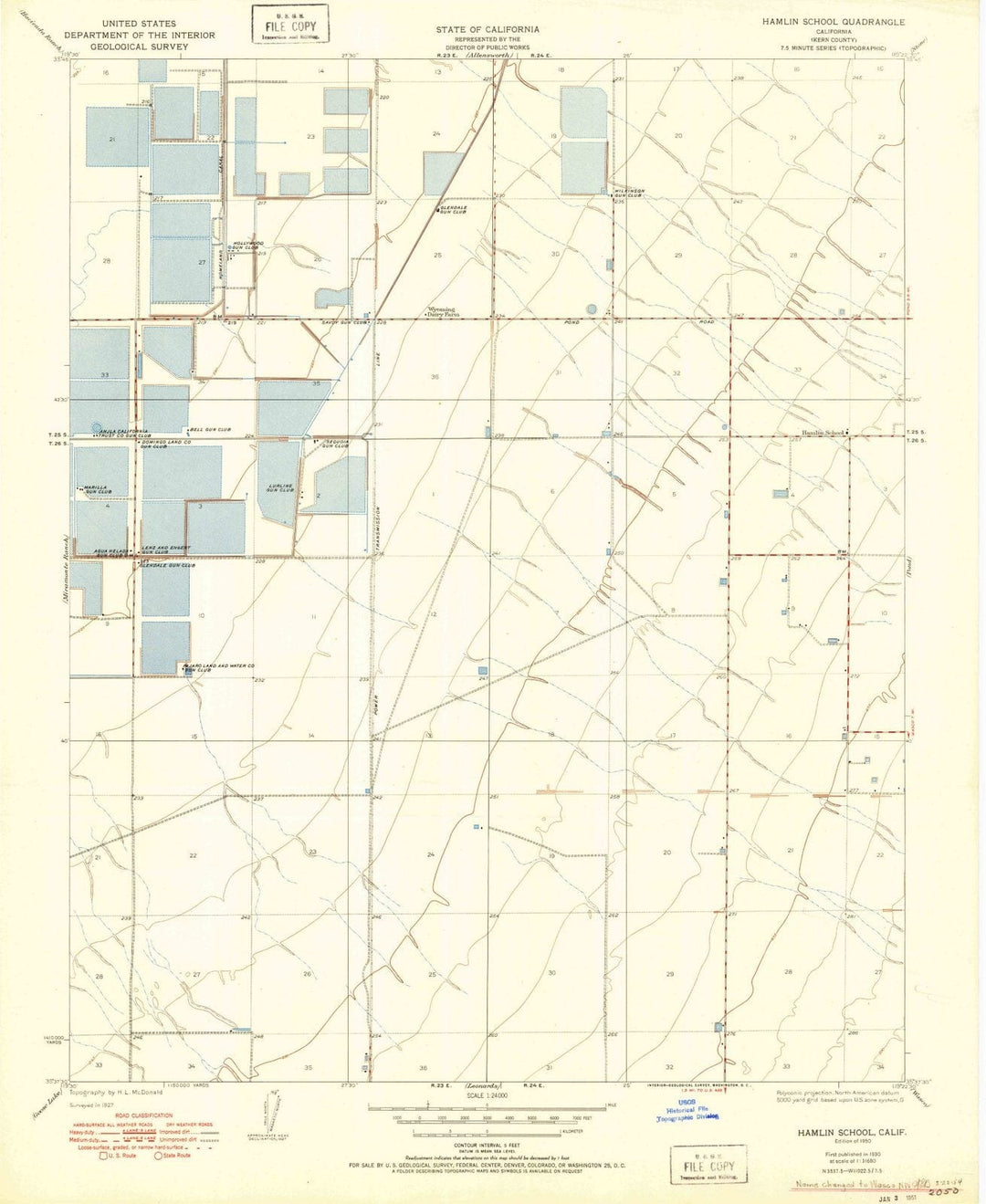 1950 Hamlin School, CA - California - USGS Topographic Map