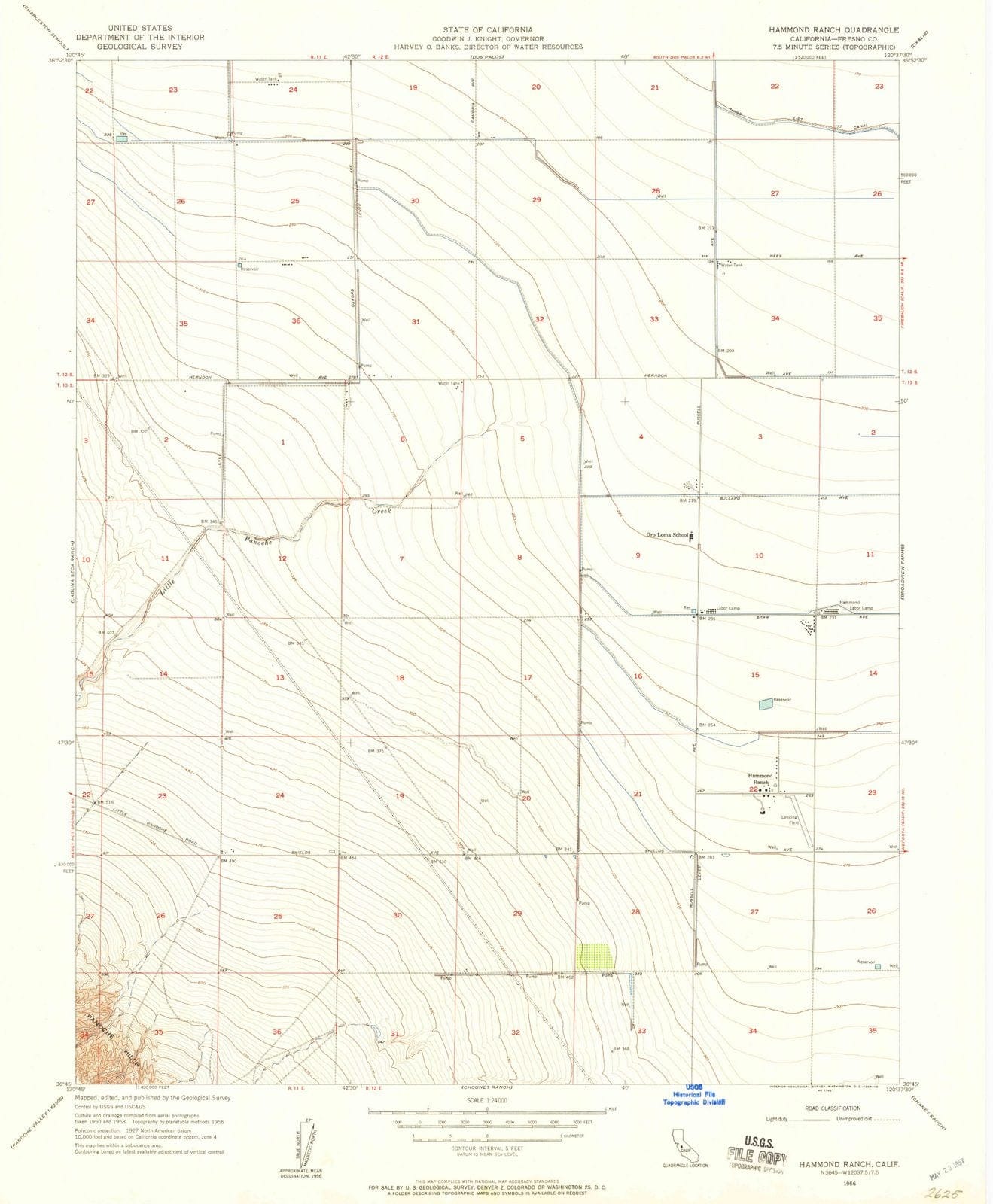 1956 Hammond Ranch, CA - California - USGS Topographic Map