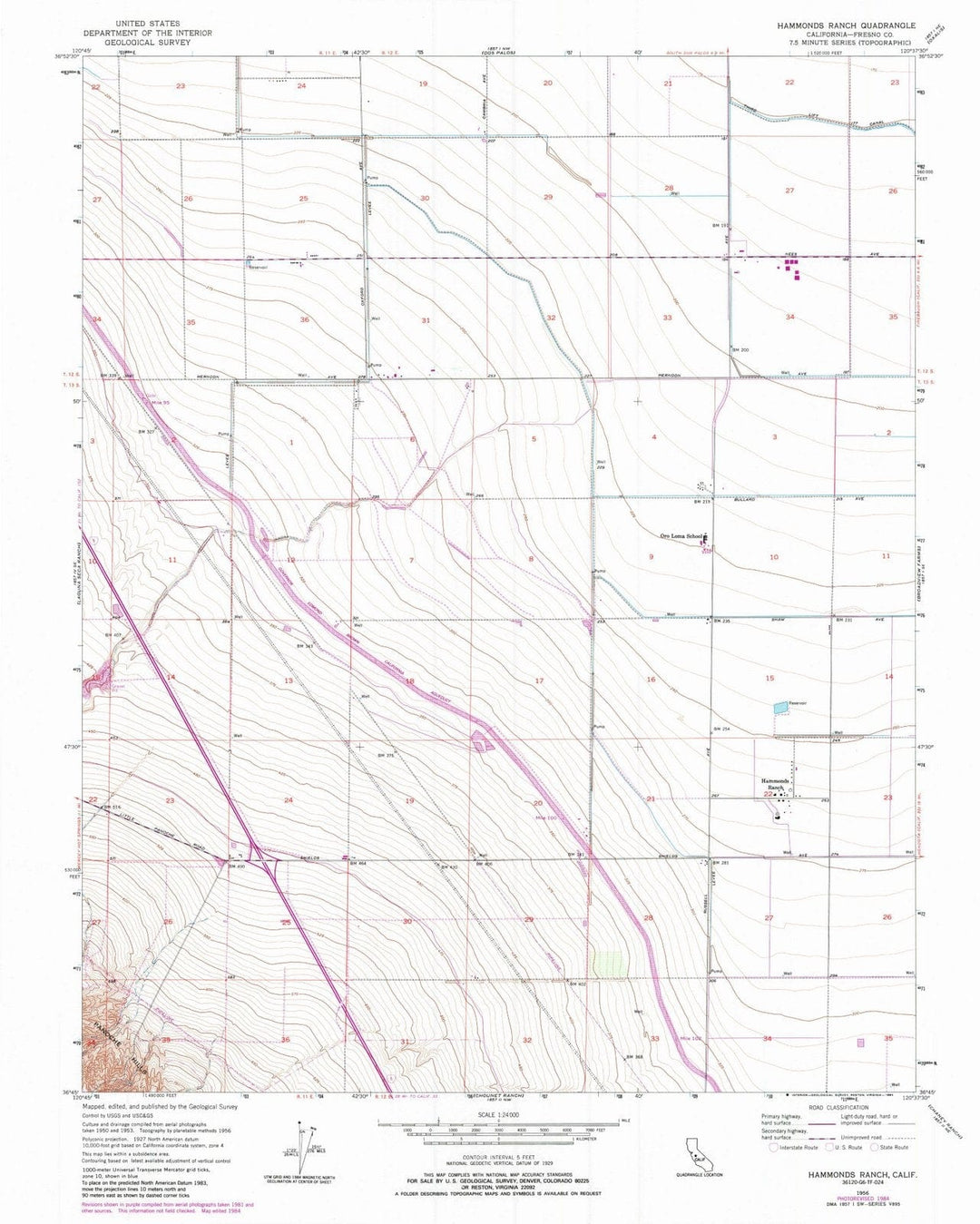 1956 Hammonds Ranch, CA - California - USGS Topographic Map